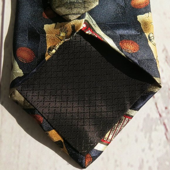Coca Cola Brand Multicolor Athletic Sports Print 100% Silk Neck Tie - Picture 6 of 6